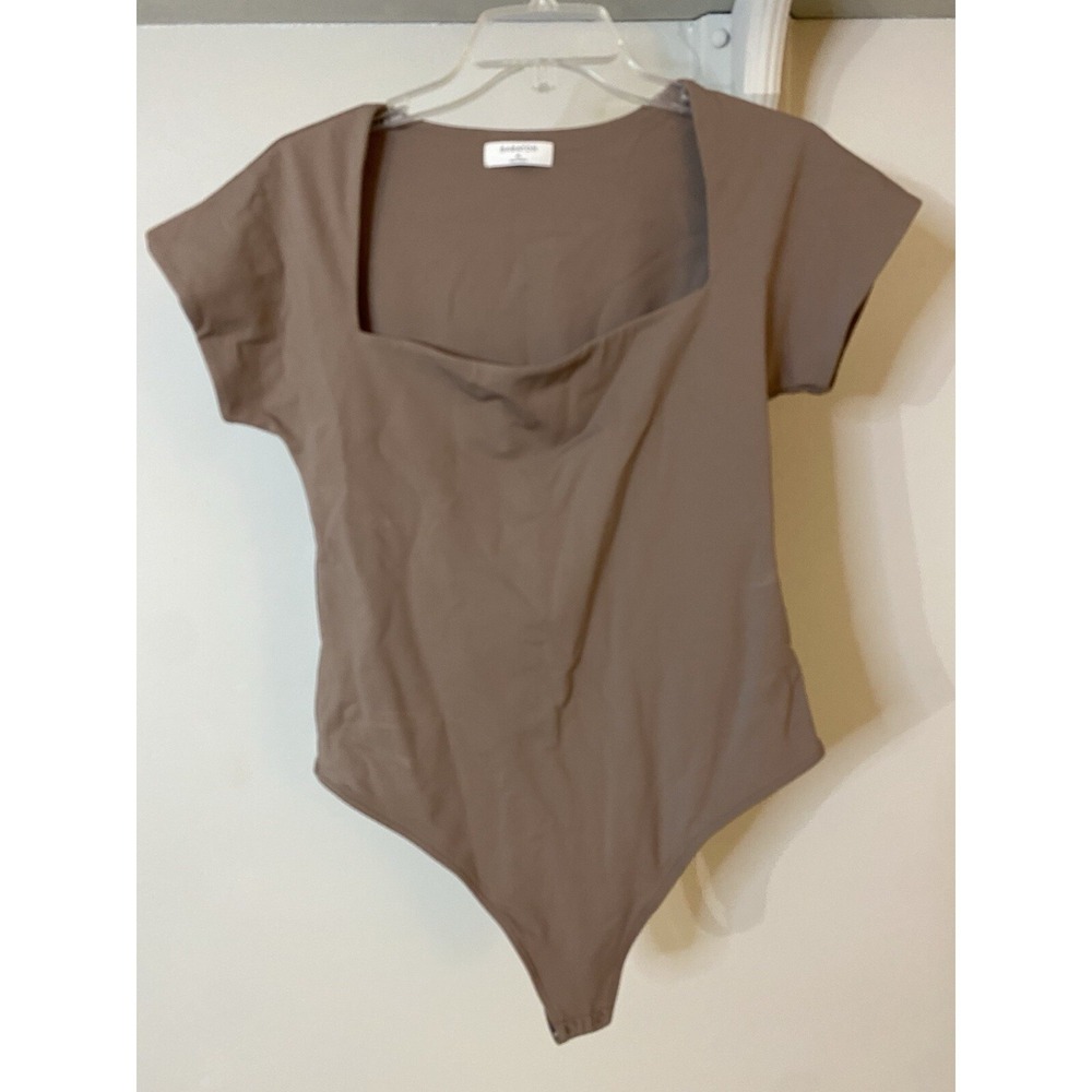 BABATON Brown Square Neck Short Sleeve Bodysuit XL Aritzia